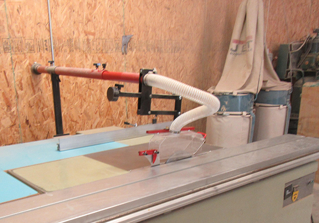 Table saw with safety guard installed