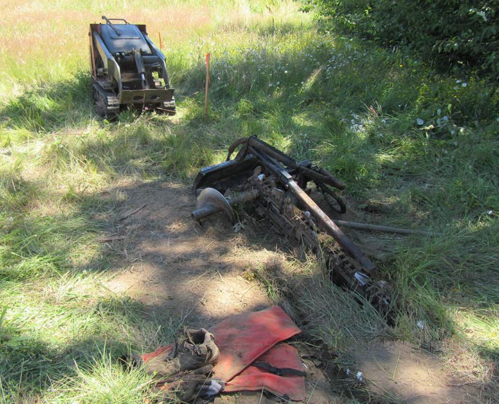 A walk-behind trencher that severely injured a 16-year-old boy.